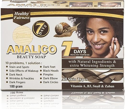 Amalico Snail Soap | 100 GM | Snail, Vitamin A, B3, Zaban | Face and Body Ati-wrinkles and Black Heads. Extra Whitening Strenght.