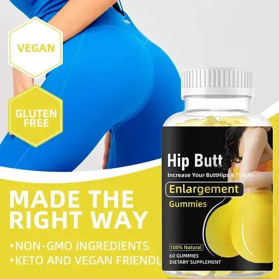 Shape Buttocks Bigger Butt Booty Shaper Super Macaxl Get a Bigger Booty 60 CapsulesHip Up Gummies – Herbal & Collagen Blend for Natural Curve Support, Skin Elasticity, and a Fuller, Shapelier Look ( 60 Gummies) - African skincare