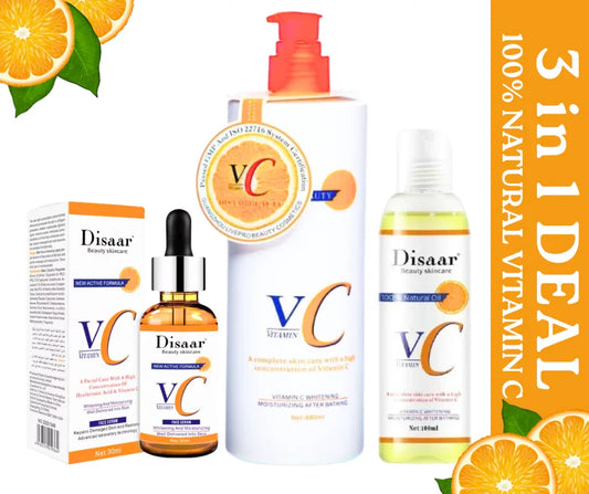 Vitamin C 3 in 1 Deal ( Body oil + Body lotion + Face Serum ) - African skincare