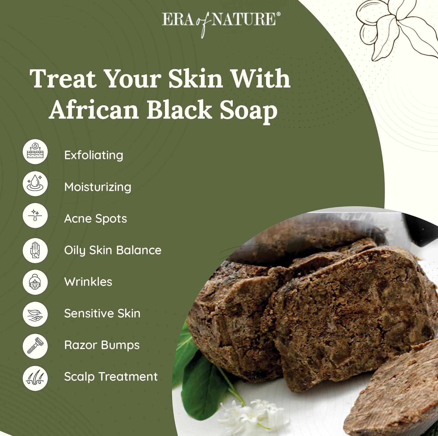 Raw African Black Soap Bar (200 Grams). - 100% Pure Natural From Ghana. Acne Treatment, Aids Against Eczema & Psoriasis, Dry Skin, Scars and Dark Spots. Great For Pimples, Blackhead, Face & Body Wash.