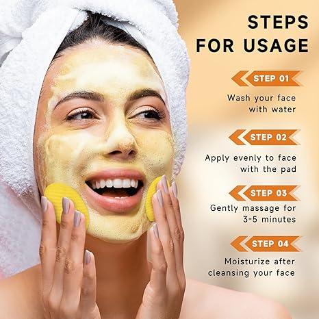 Turmeric Kojic Acid Cleansing Pads, Turmeric Face Scrub Pads Enriched with Kojic Acid - African skincare