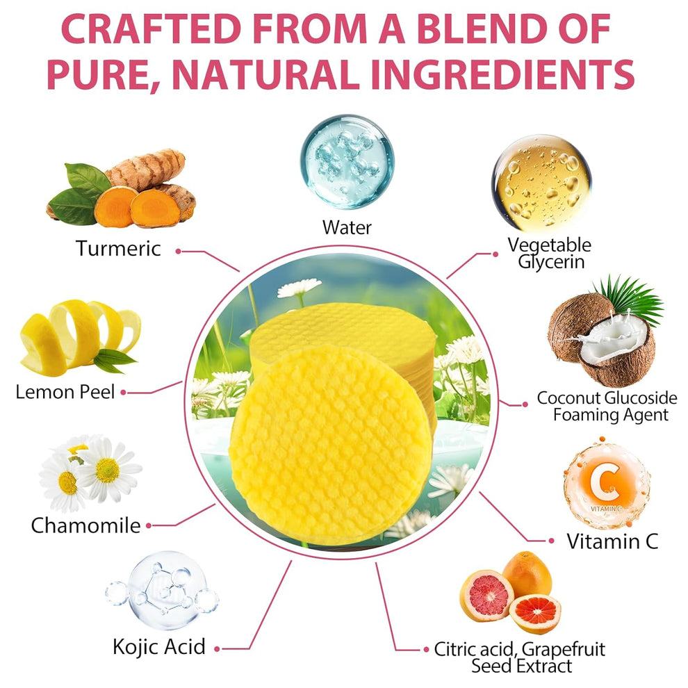 Turmeric Kojic Acid Cleansing Pads, Turmeric Face Scrub Pads Enriched with Kojic Acid