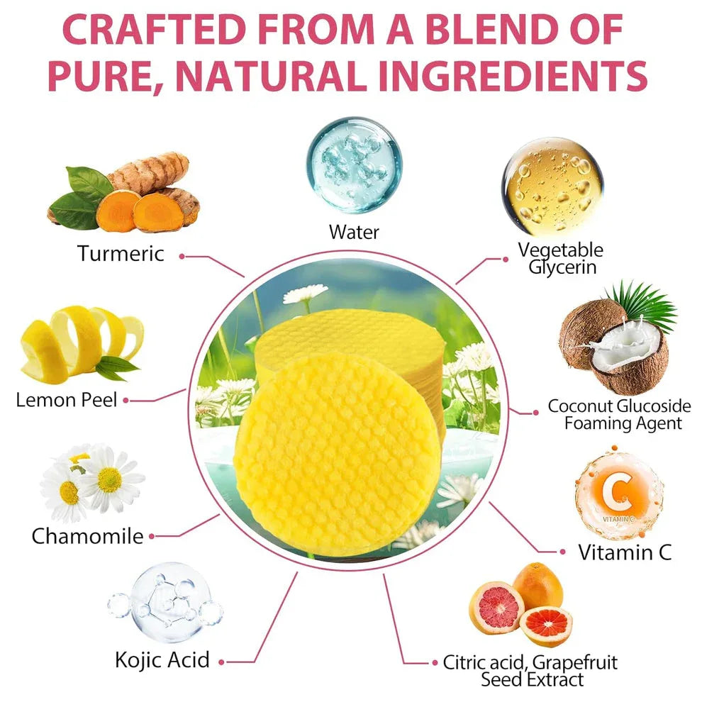 Turmeric Kojic Acid Cleansing Pads, Turmeric Face Scrub Pads Enriched with Kojic Acid - African skincare