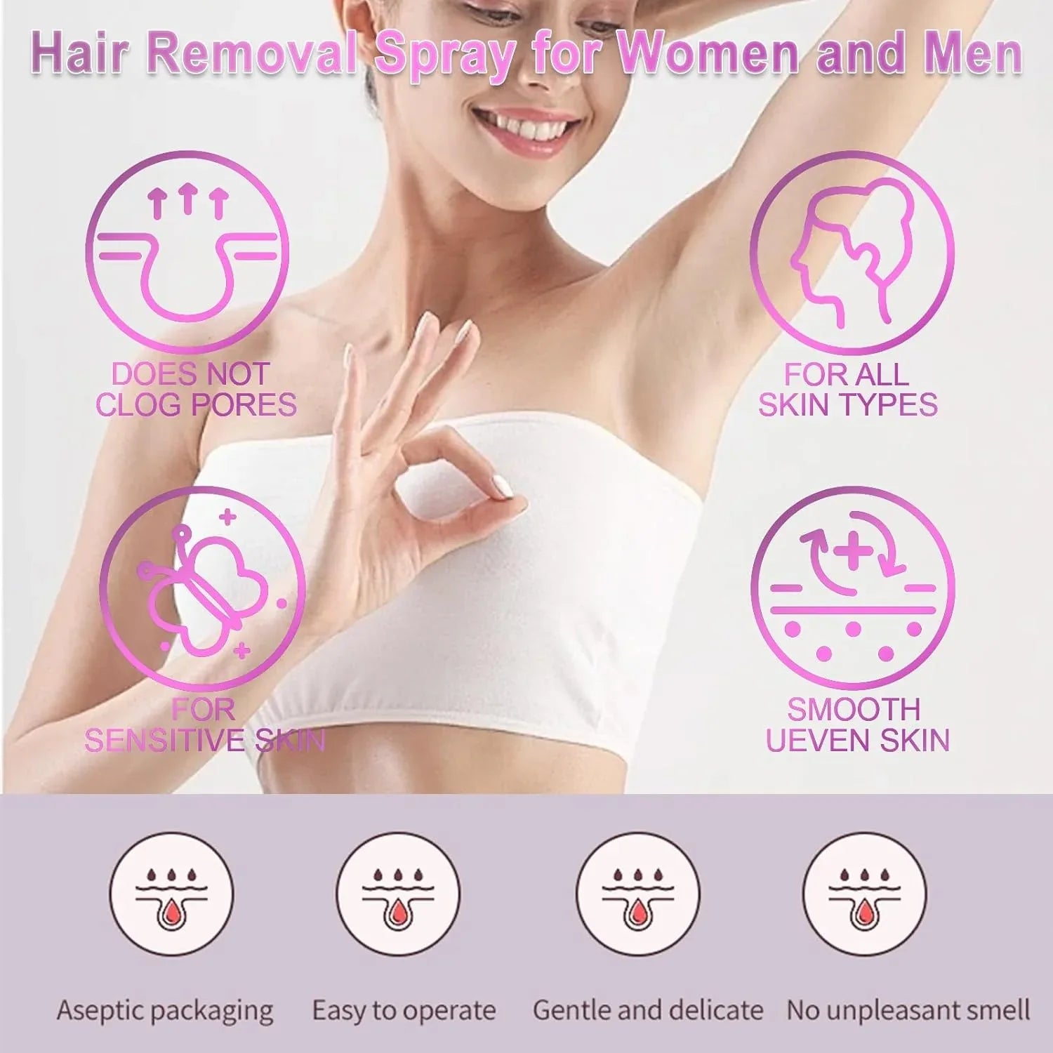 Instant Hair Removal Spray Foam – Smooth Skin Care Formula - African skincare