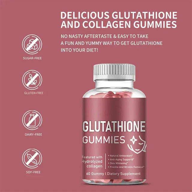 Glutathione Collagen Glow Gummies for Women, Glutathione Collagen Glow Gummies for Dark Spot, 60 - African skincare