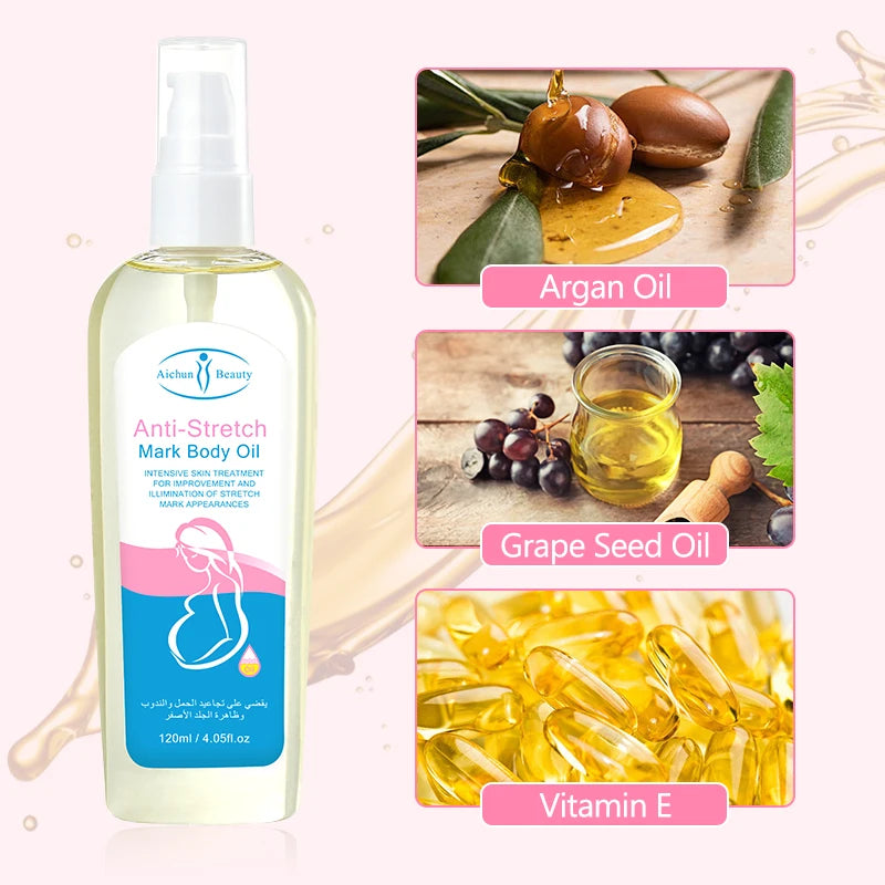 . Anti-Stretch Mark Body Oil – Moisturizing & Firming Treatment for Belly, Hips & Thighs