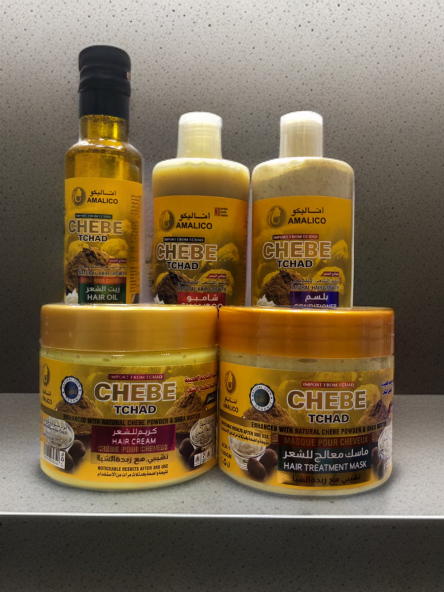 Chebe Itchad Shea Butter Growth & Moisture Kit – Shampoo, Conditioner, Oil, Mask & Cream