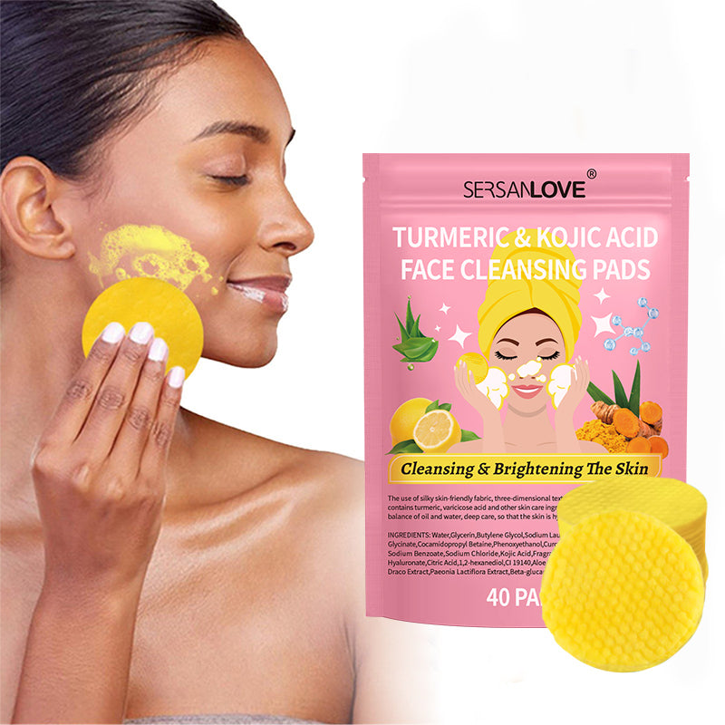 Turmeric Kojic Acid Cleansing Pads, Turmeric Face Scrub Pads Enriched with Kojic Acid