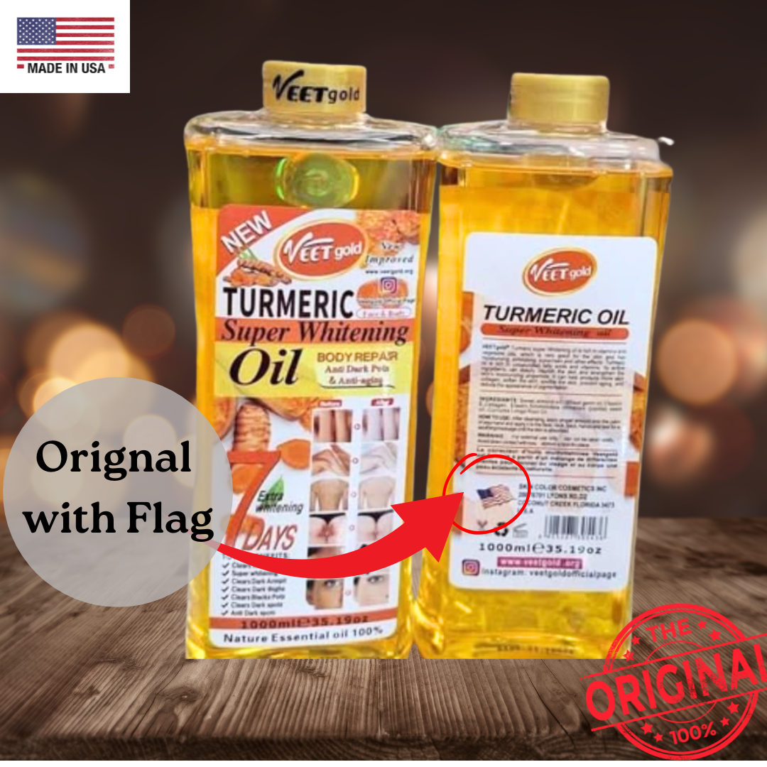 Veet Gold Natural Turmeric Skin Brightening Oil for Dark Spots - Cleanses Skin, Fights Acne, Evens Tone, Heals Scars - Pure Handcrafted Turmeric Oil Skincare Made in the USA