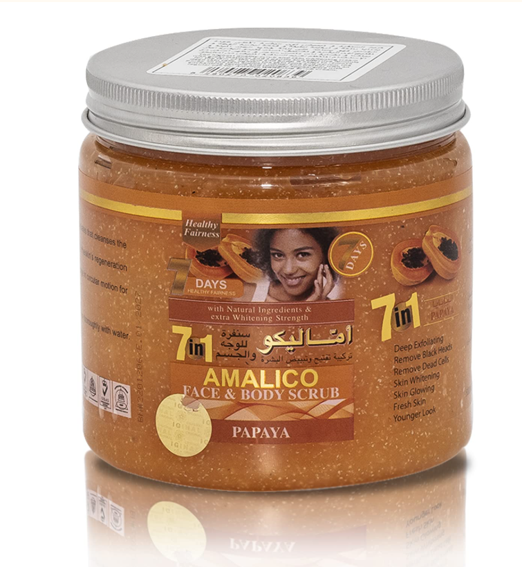 “Amalico Papaya Face & Body Scrub – Gentle Exfoliating & Brightening Care 580 ml”