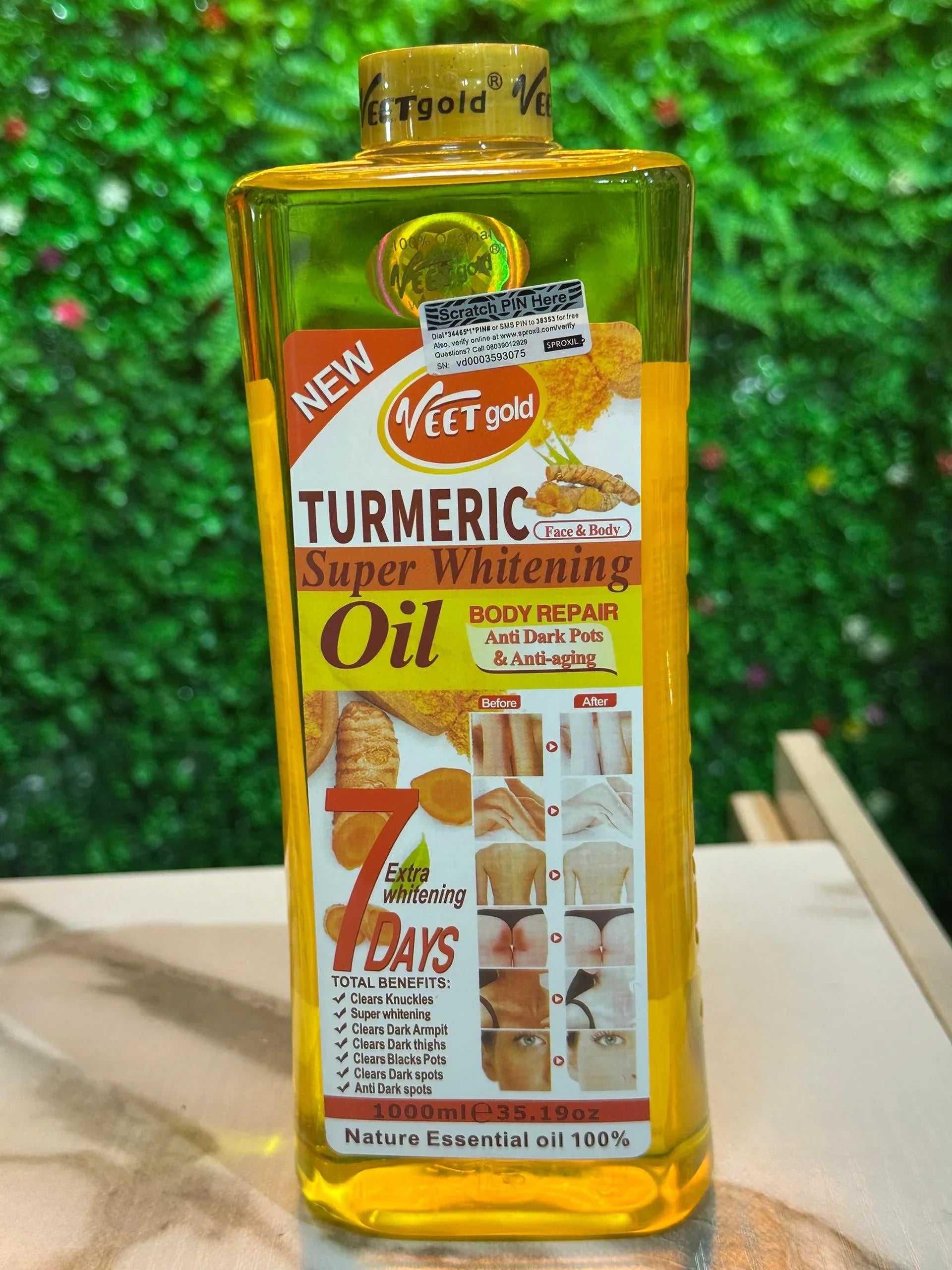 Veet Gold Natural Turmeric Skin Brightening Oil for Dark Spots - Cleanses Skin, Fights Acne, Evens Tone, Heals Scars - Pure Handcrafted Turmeric Oil Skincare Made in the USA - African skincare