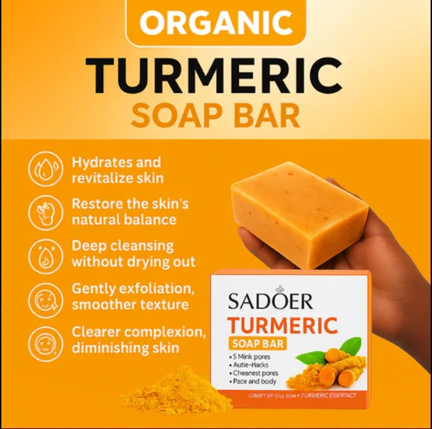 (BUY 1 GET 1 FREE ) Kojic Acid Turmeric Dark Spot Remover Scrub Soap Bar (2x100g), Pore Exfoliating Softening Kojic Acid Lemon Turmeric Soaps for Face Body, Dark Spot Corrector Deep Cleansing Facial Scrub - African skincare