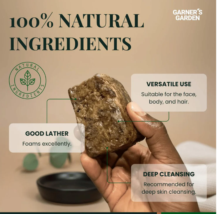 Raw African Black Soap Bar (150 Grams). - 100% Pure Natural From Ghana. Acne Treatment, Aids Against Eczema & Psoriasis, Dry Skin, Scars and Dark Spots. Great For Pimples, Blackhead, Face & Body Wash.
