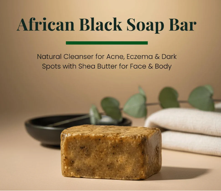 Raw African Black Soap Bar (150 Grams). - 100% Pure Natural From Ghana. Acne Treatment, Aids Against Eczema & Psoriasis, Dry Skin, Scars and Dark Spots. Great For Pimples, Blackhead, Face & Body Wash.