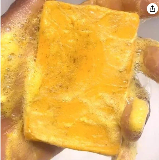 (BUY 1 GET 1 FREE ) Kojic Acid Turmeric Dark Spot Remover Scrub Soap Bar (2x100g), Pore Exfoliating Softening Kojic Acid Lemon Turmeric Soaps for Face Body, Dark Spot Corrector Deep Cleansing Facial Scrub - African skincare